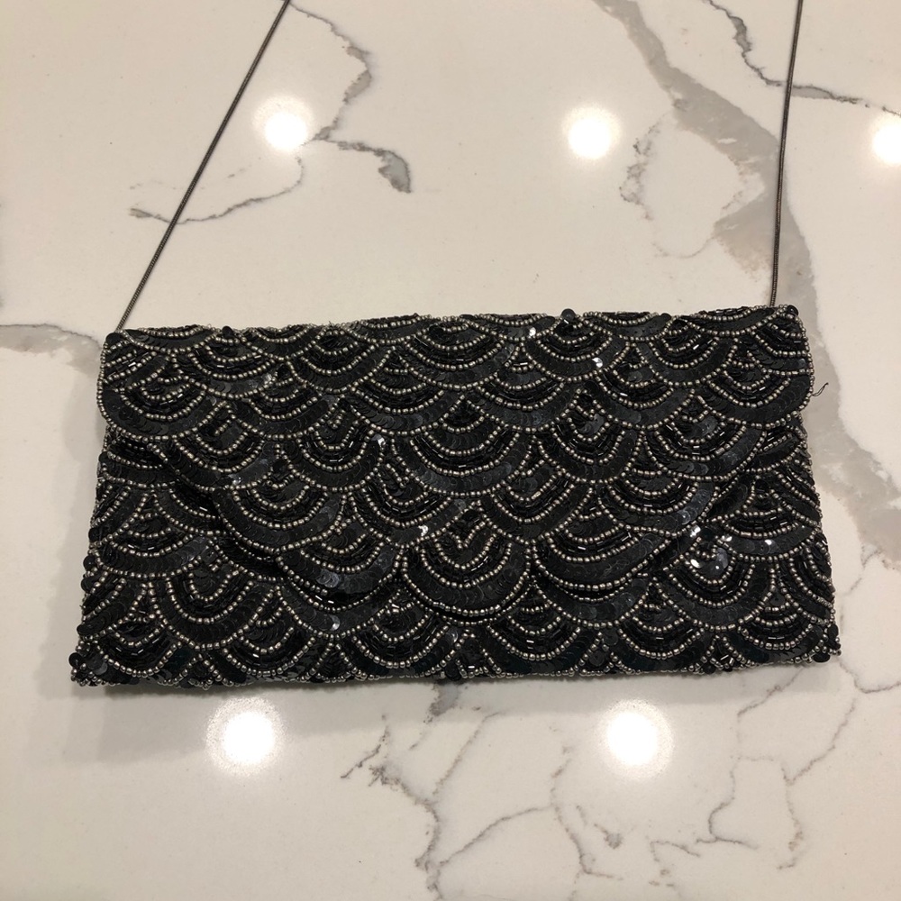 Black and silver purse
